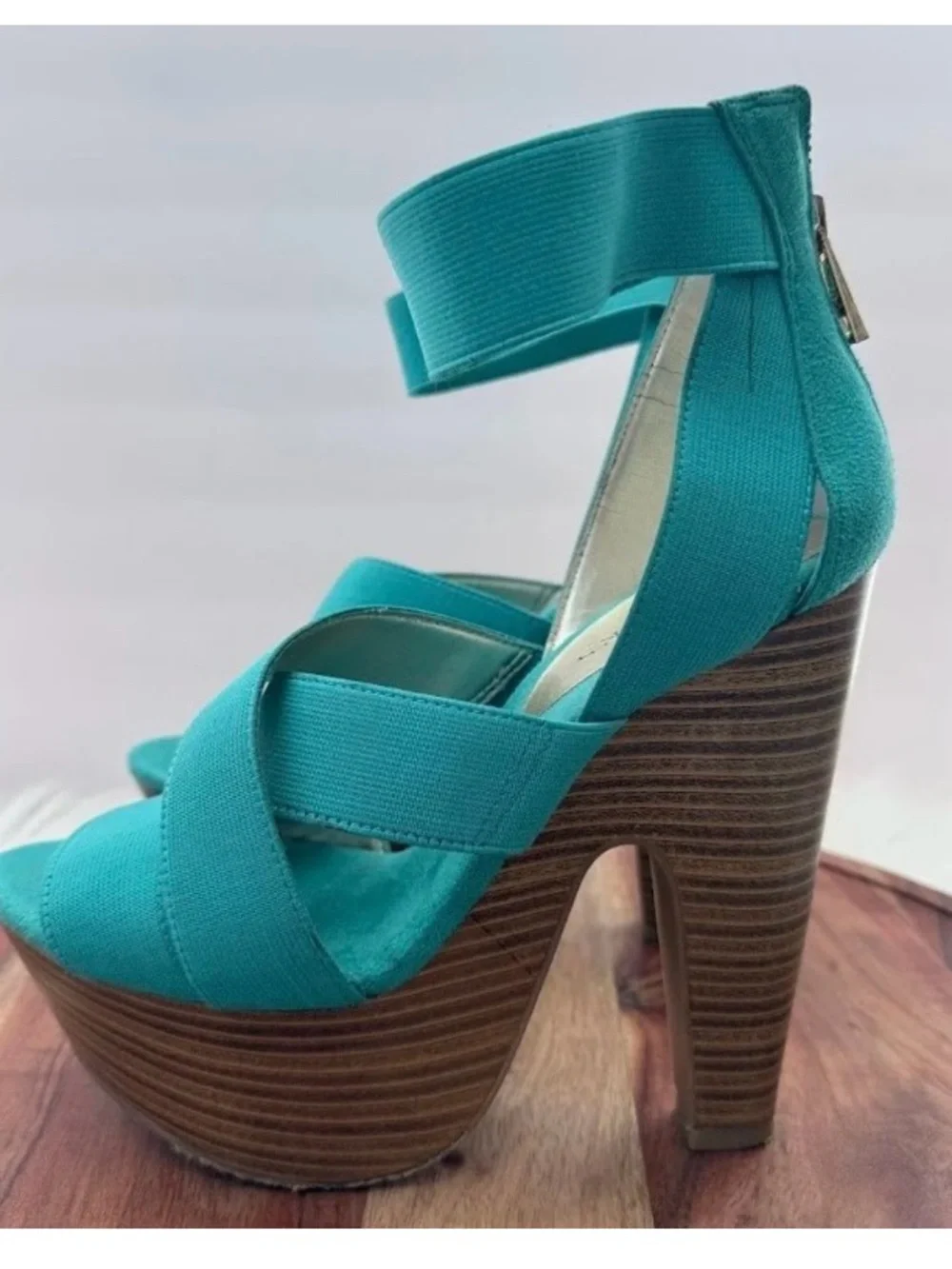 Bakers Turquoise Strappy Platform Heels - Women Shoes